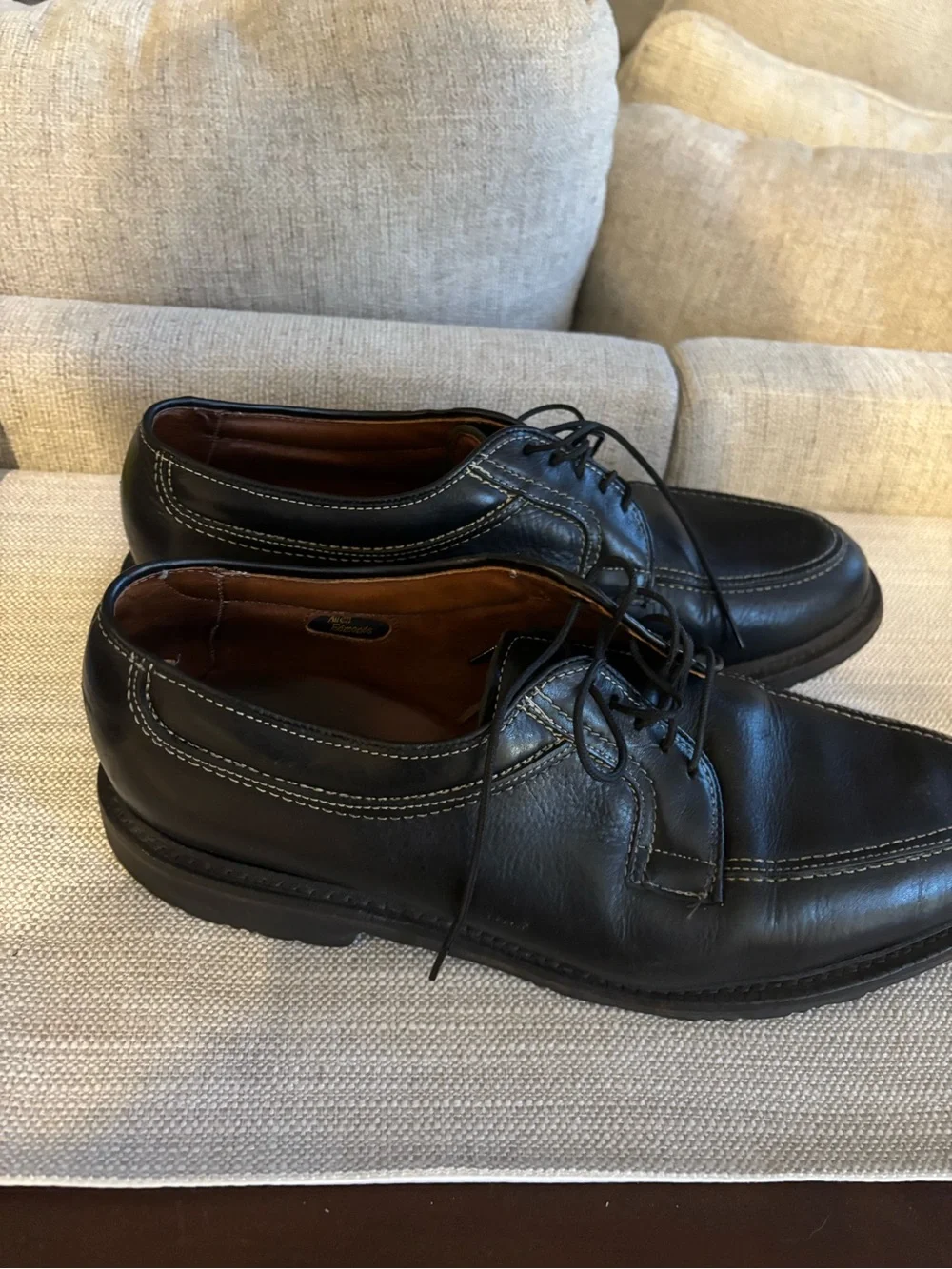 Allen Edmonds Black Leather Lace-Up Oxfords with Contrast Stitching